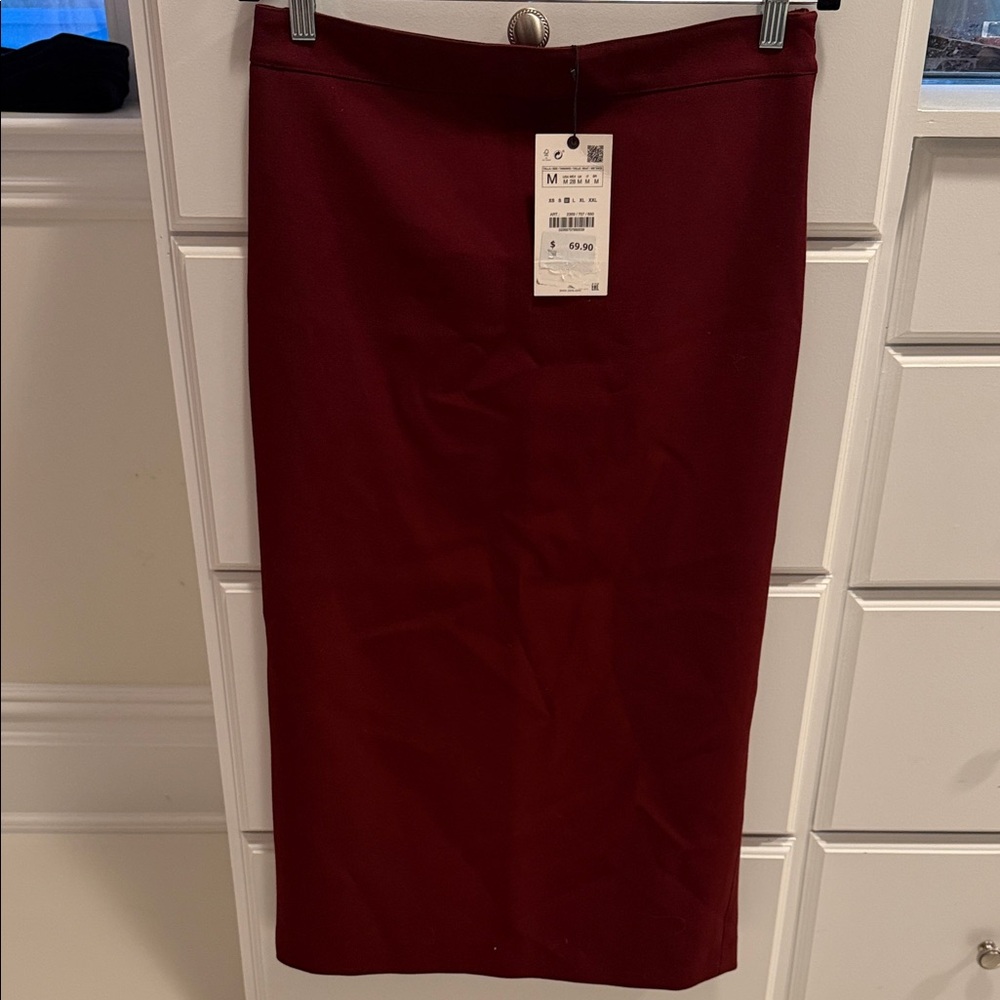 Zara Deep Red Pencil Skirt